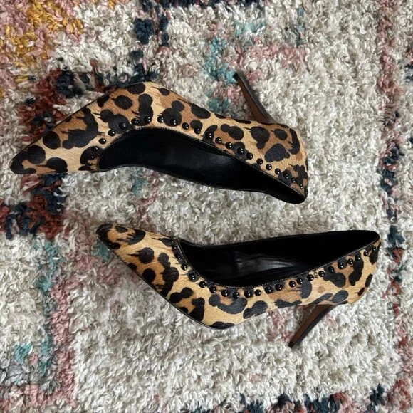 Coach Smith Rivets Women's Leopard Print Calf Hair Pumps - Picture 11 of 12